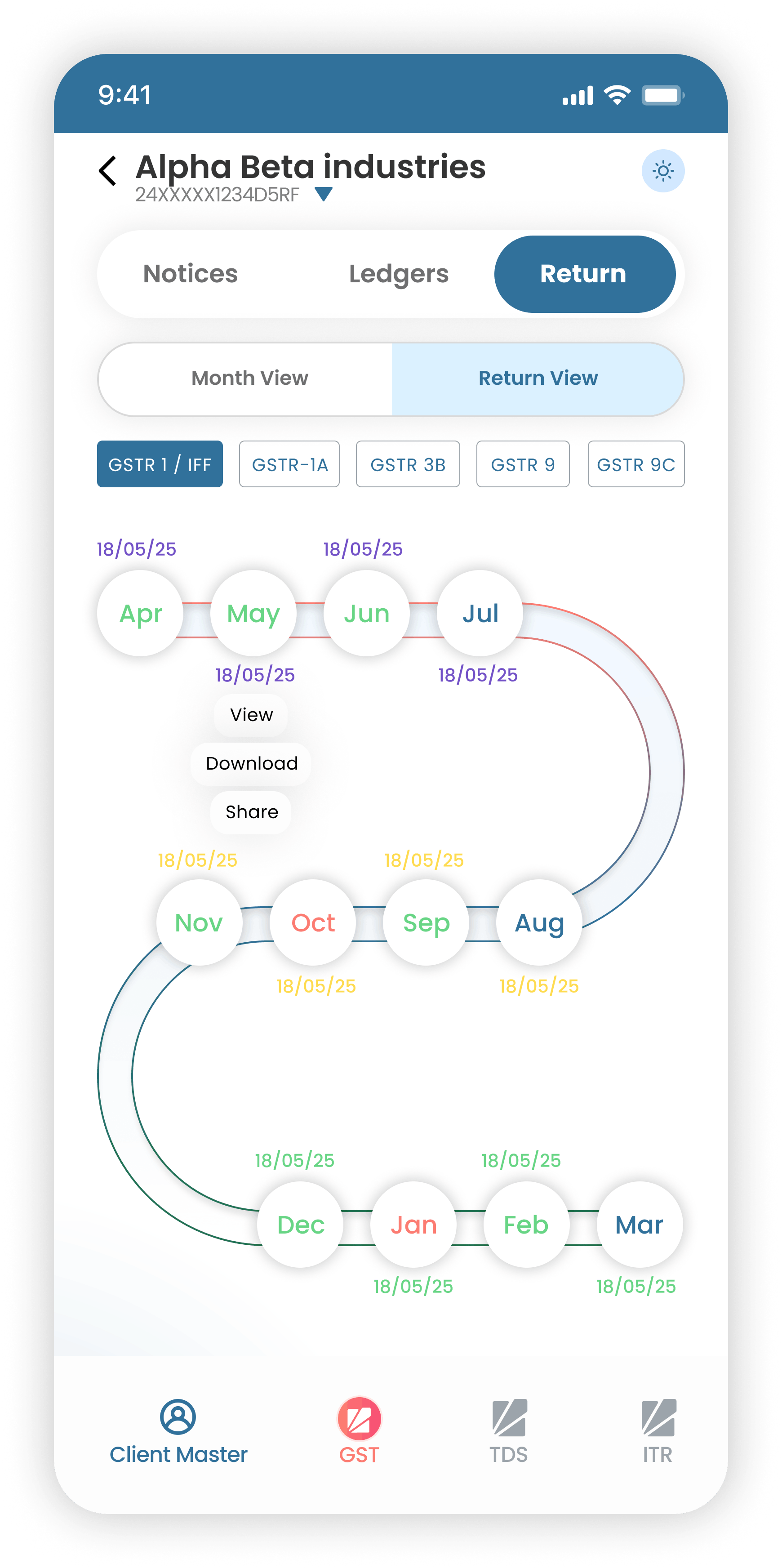 Spectrum Cloud Mobile App - GST, TDS & ITR compliance tracking on Android and iOS