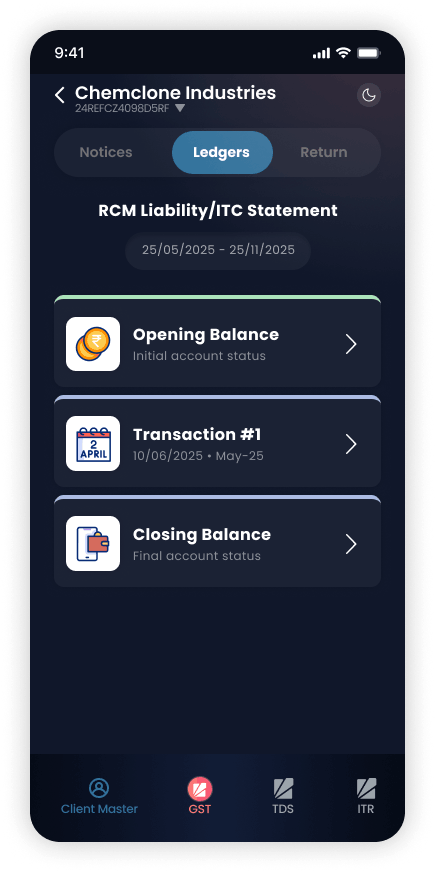 Ledger Screen